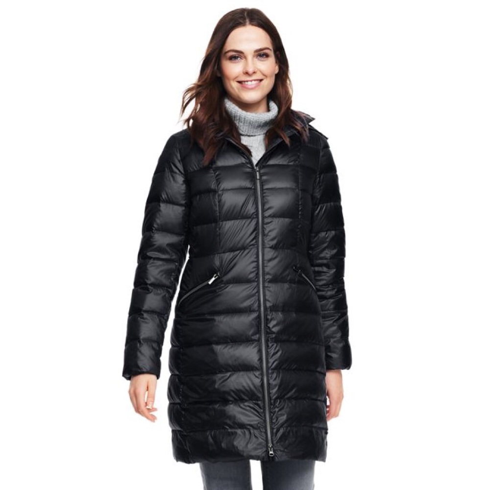 Lands End Lightweight Down Hooded Coat PS NWT